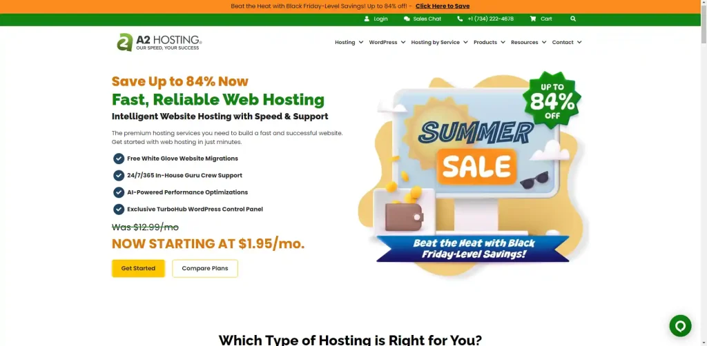 A2Hosting Home Page