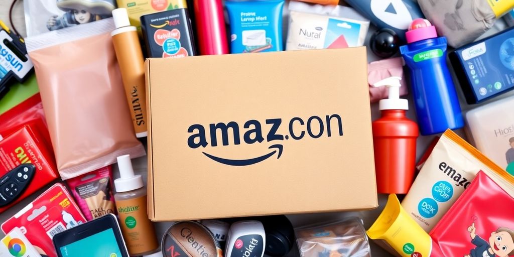 Amazon package with diverse products for affiliate marketing.