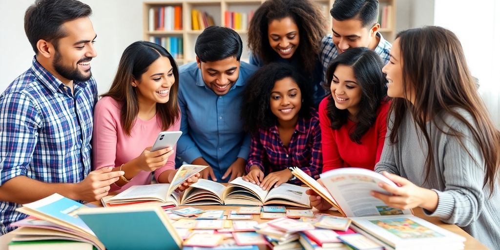 Group of people learning a new language together